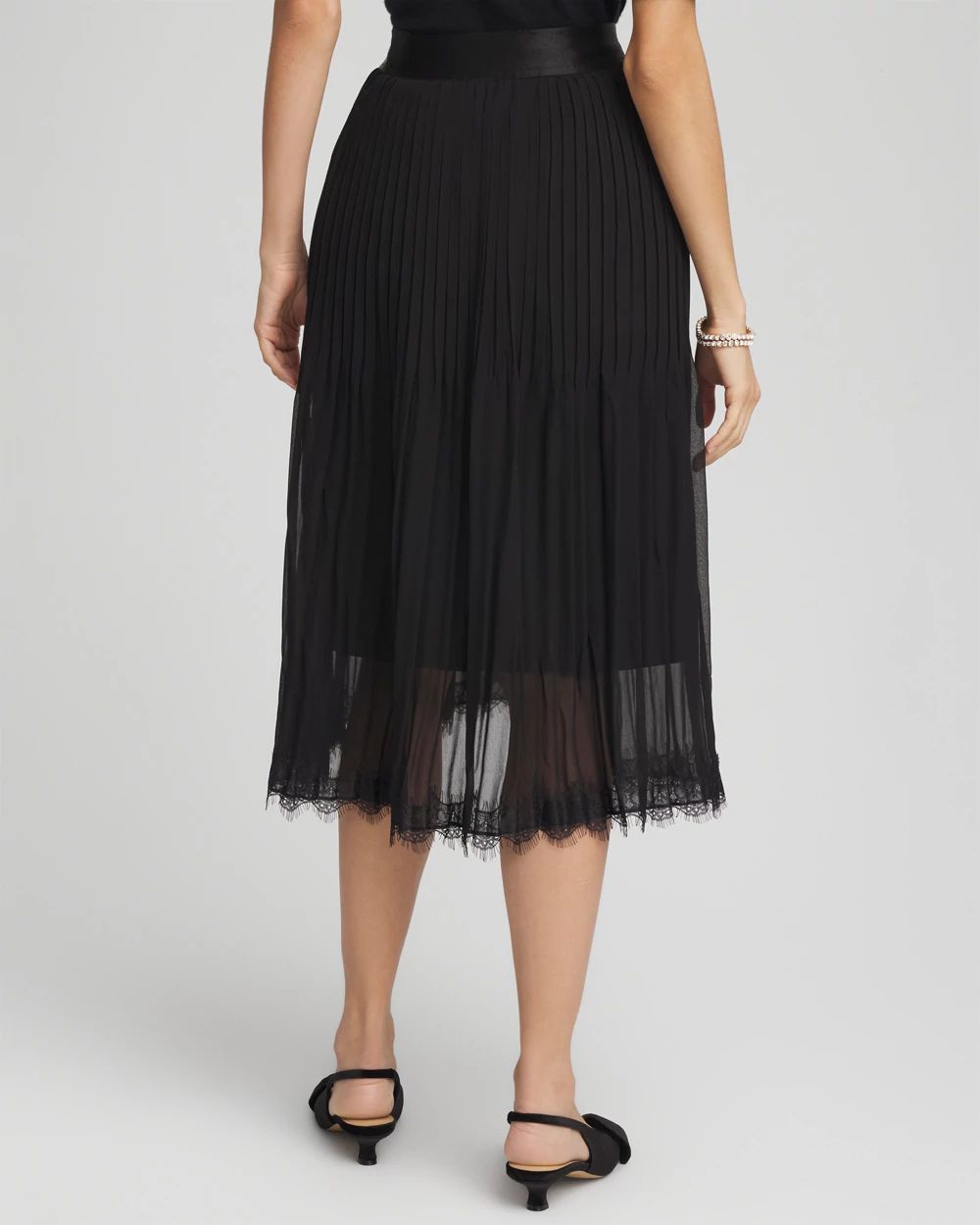 Pleated Lace Hem Midi Skirt | Chico's